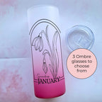 January Birth Flower 20oz Ombre Tumbler, Snowdrop Line Art Design