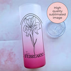 February Birth Flower Iris Line Art 20oz Ombre Tumbler, Mothers Day Gift From A Daughter