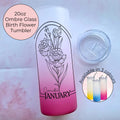 January Birth Flower Ombre Tumbler, Carnation Line Art Tumbler For Her