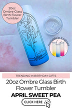 April Birth Flower Glass Ombre Tumbler, Daisy Line Art Floral Gift For Easter