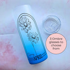 April Birth Flower 20oz Ombre Tumbler, Daisy Line Art Monogram Glass For Mothers Day, Birthday