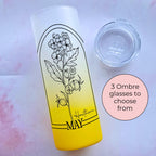 May Birth Flower Ombre Tumbler, 20oz Hawthorn Line Art Glass Tumbler Gift For End Of Term Teacher Gift