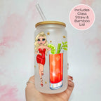 Personalised Bloody Mary Character Glass With Cocktail Recipe, Milestone Birthday Gift For Her