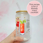 Personalised Bloody Mary Character Glass With Cocktail Recipe, Milestone Birthday Gift For Her