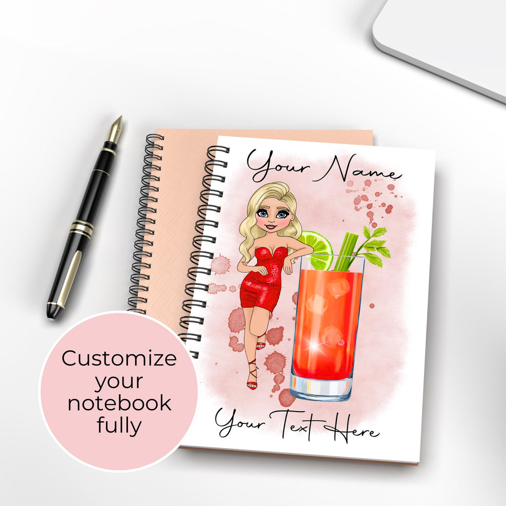 Personalised A5 Bloody Mary Cocktail Themed Notebook, Cocktail Recipe Journal Gift