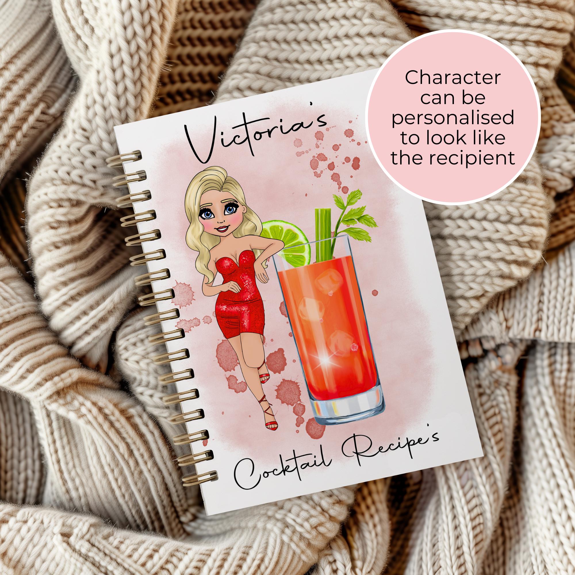 Personalised A5 Bloody Mary Cocktail Themed Notebook, Cocktail Recipe Journal Gift