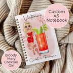 Personalised A5 Bloody Mary Cocktail Themed Notebook, Cocktail Recipe Journal Gift