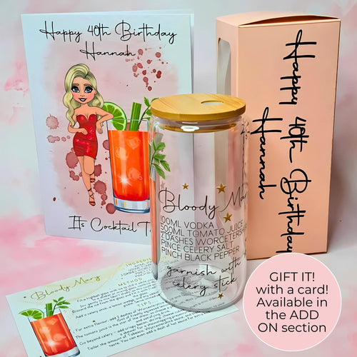 16oz Devils Daiquiri Cocktail Recipe Glass with Bamboo Lid & Straw