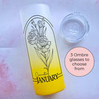 January Birth Flower Ombre Tumbler, Carnation Line Art Tumbler For Her