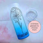 February Birth Flower Iris Line Art 20oz Ombre Tumbler, Mothers Day Gift From A Daughter