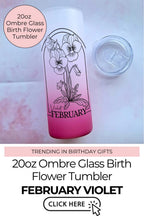 February Violet Line Art Birth Flower Ombre Tumbler, Mothers Day Gift For Special Mum