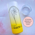 March Birth Flower Ombre Tumbler Gift, Daffodil Line art floral Tumbler Gift For Her