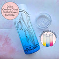 January Birth Flower 20oz Ombre Tumbler, Snowdrop Line Art Design