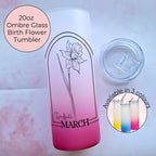 March Birth Flower Ombre Tumbler Gift, Daffodil Line art floral Tumbler Gift For Her