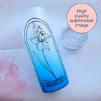 March Birth Flower Glass Tumbler, Jonquil Line Ombre Glass Gift For Her