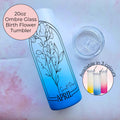 April Birth Flower Glass Ombre Tumbler, Daisy Line Art Floral Gift For Easter