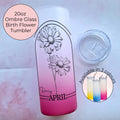 April Birth Flower 20oz Ombre Tumbler, Daisy Line Art Monogram Glass For Mothers Day, Birthday
