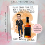 Personalised Jack Daniels Whiskey Father's Day Card, Custom Character Dad Greeting Card