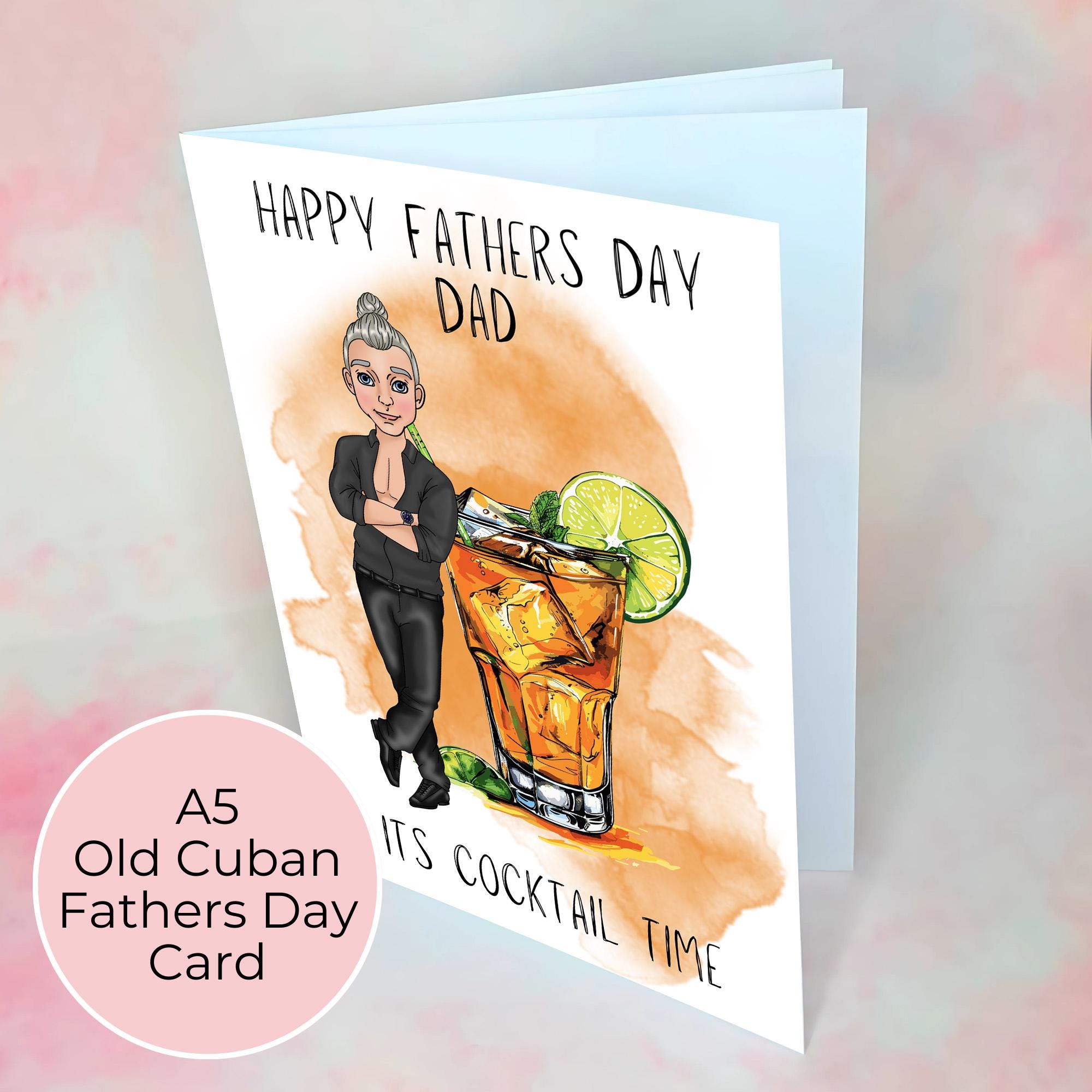 Personalised Old Cuban Father's Day Card, Custom Character Dad Greeting Card