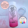 May Birth Flower Ombre Tumbler, 20oz Hawthorn Line Art Glass Tumbler Gift For End Of Term Teacher Gift