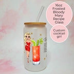 Personalised Bloody Mary Character Glass With Cocktail Recipe, Milestone Birthday Gift For Her