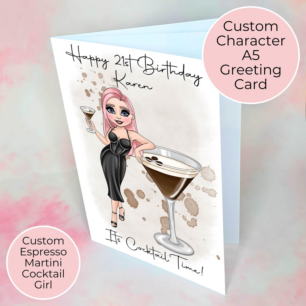 Personalised Espresso Martini Birthday Card, Greeting Card For Girl Friend