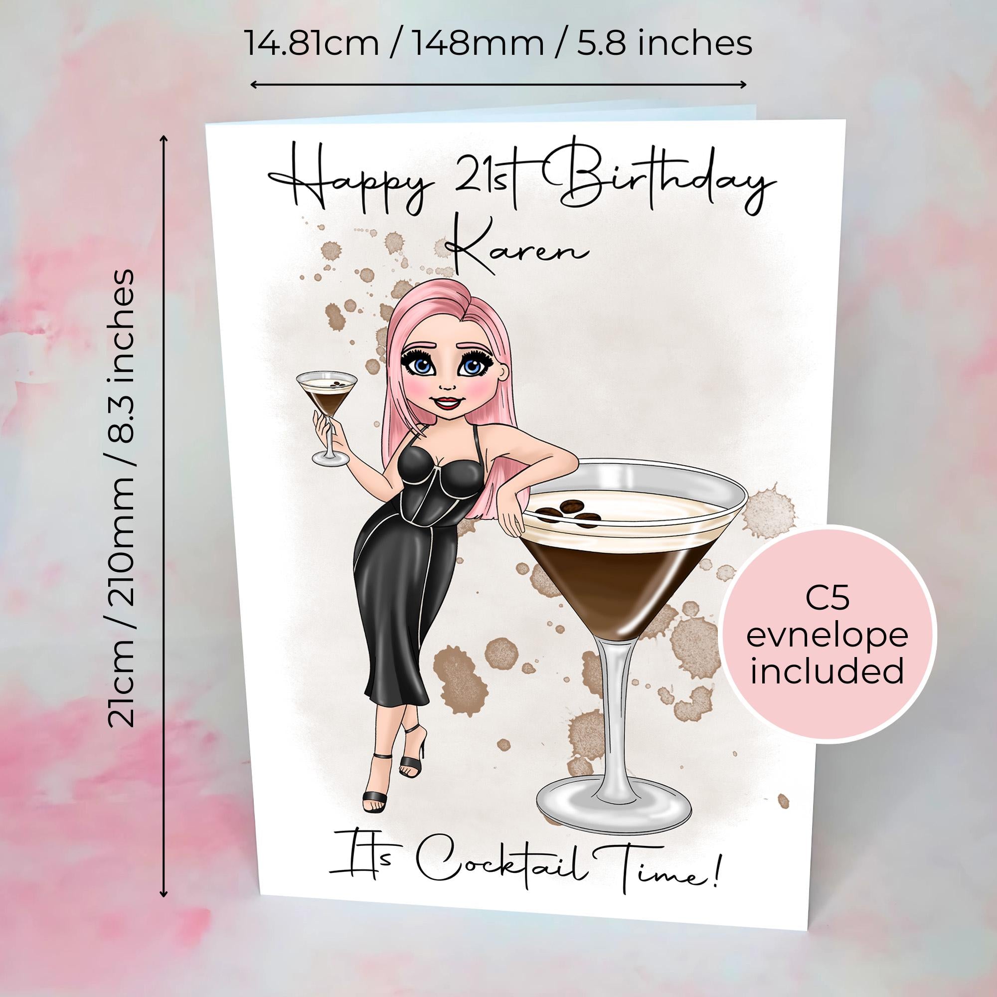 Personalised Espresso Martini Birthday Card, Greeting Card For Girl Friend