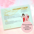 Personalised Strawberry Daiquiri Cocktail Chopping Board, A4 Tempered Glass Tiki Party Board