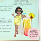 Personalised A4 Tequila Sunrise Cocktail Cutting Board, Tempered Glass Chopping Board For Cocktail Parties