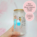 Personalised Blue Lagoon Frosted Recipe Glass With Custom Character