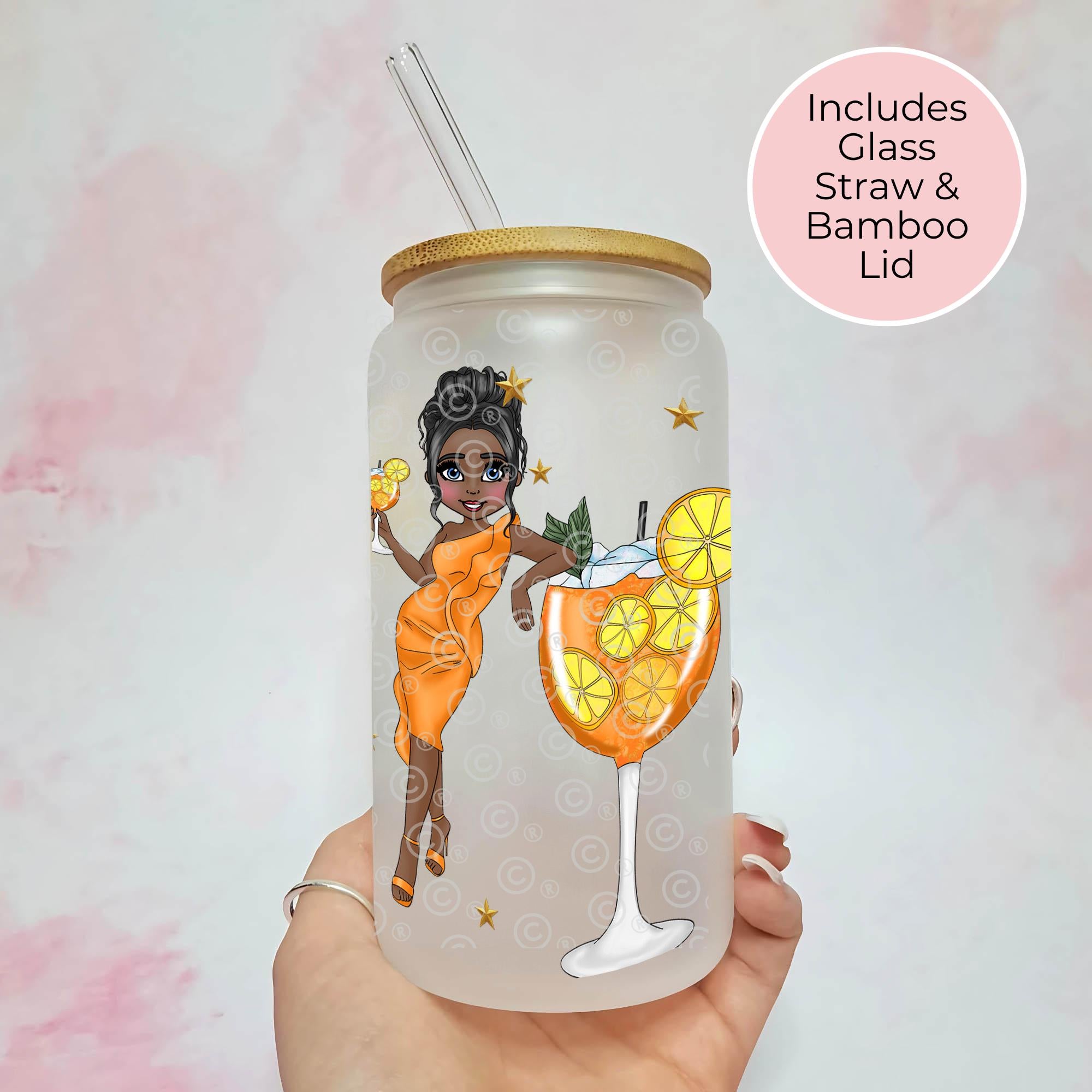 Personalised Orange Spritz Character Glass With Cocktail Recipe