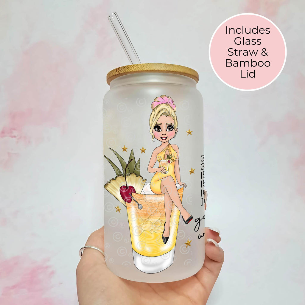 Personalised Mai Tai Frosted Recipe Glass With Custom Character