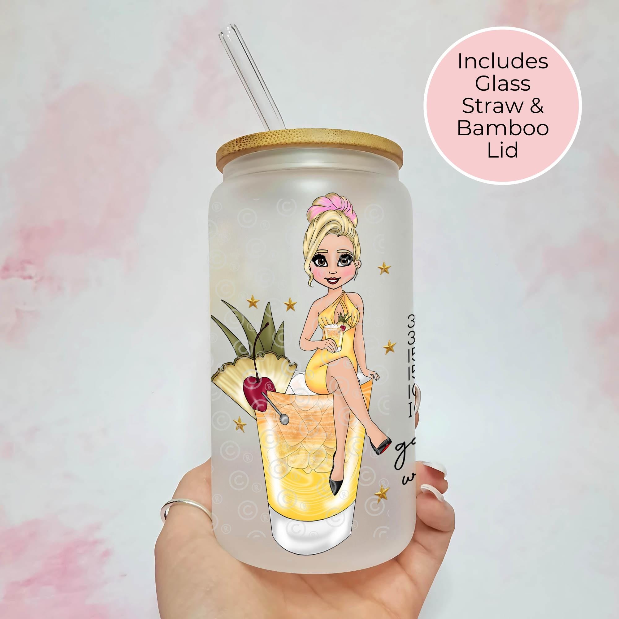 Personalised Mai Tai Frosted Recipe Glass With Custom Character
