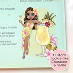 Personalised A4 Pina Colada Cocktail Cutting Board, Tempered Glass Chopping Board