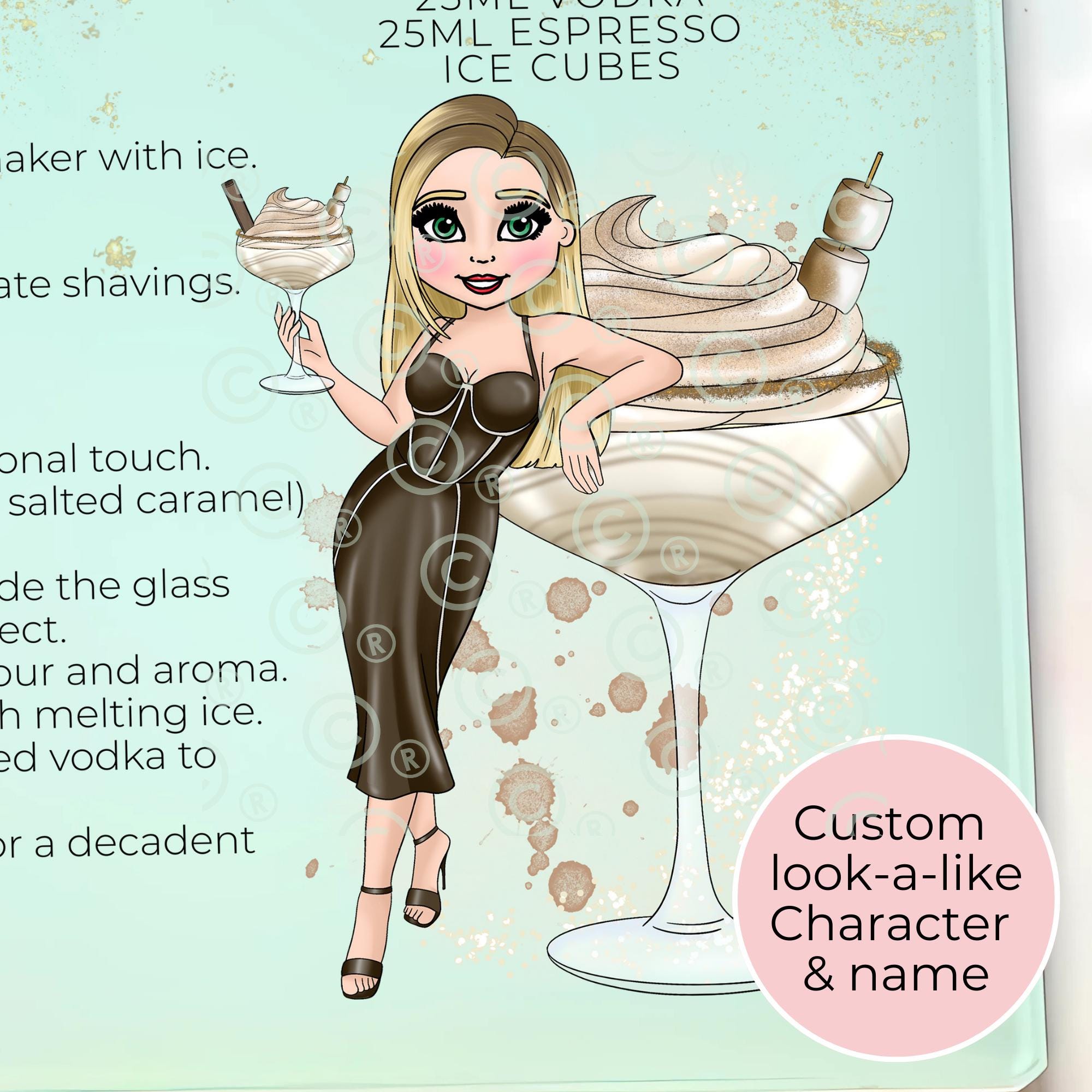 Personalised A4 Baileys Martini Cocktail Cutting Board, Tempered Glass Chopping Board For Christmas Season