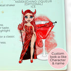 Personalised Devils Daiquiri Cocktail Chopping Board, A4 Tempered Glass Worktop Saver
