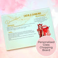 Personalised Devils Daiquiri Cocktail Chopping Board, A4 Tempered Glass Worktop Saver