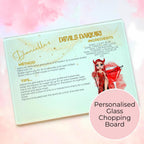 Personalised Devils Daiquiri Cocktail Chopping Board, A4 Tempered Glass Worktop Saver