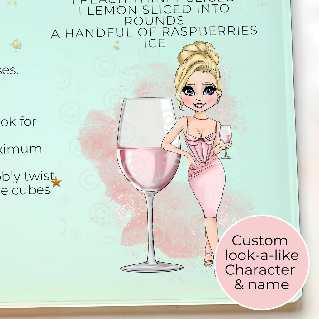 Personalised A4 Rose Sangria Cocktail Cutting Board, Tempered Glass Chopping Board