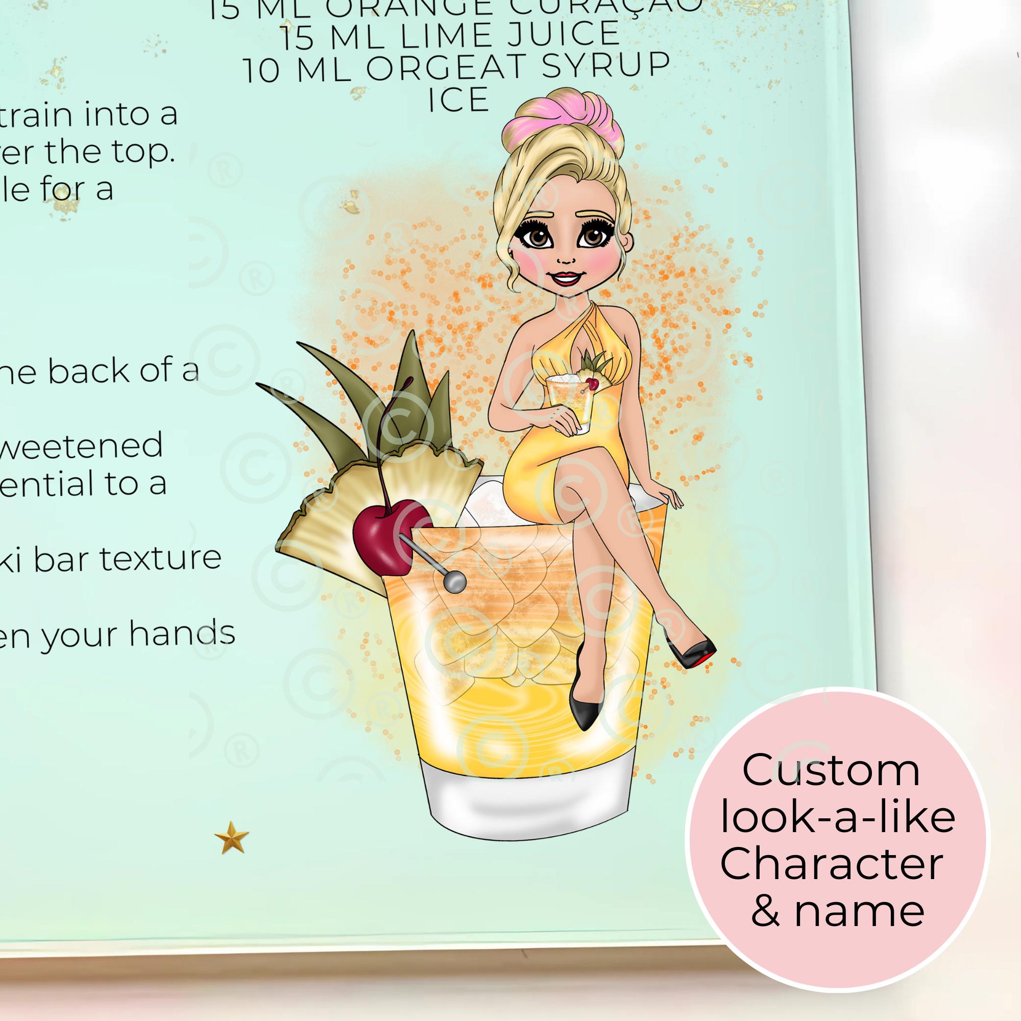 Personalised Mai Tai Cocktail Chopping Board, A4 Tempered Glass Worktop Saver