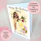 Personalised Pina Colada Birthday Card, A5 Card For Girl Friend Birthday