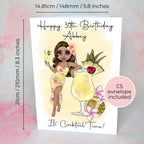 Personalised Pina Colada Birthday Card, A5 Card For Girl Friend Birthday