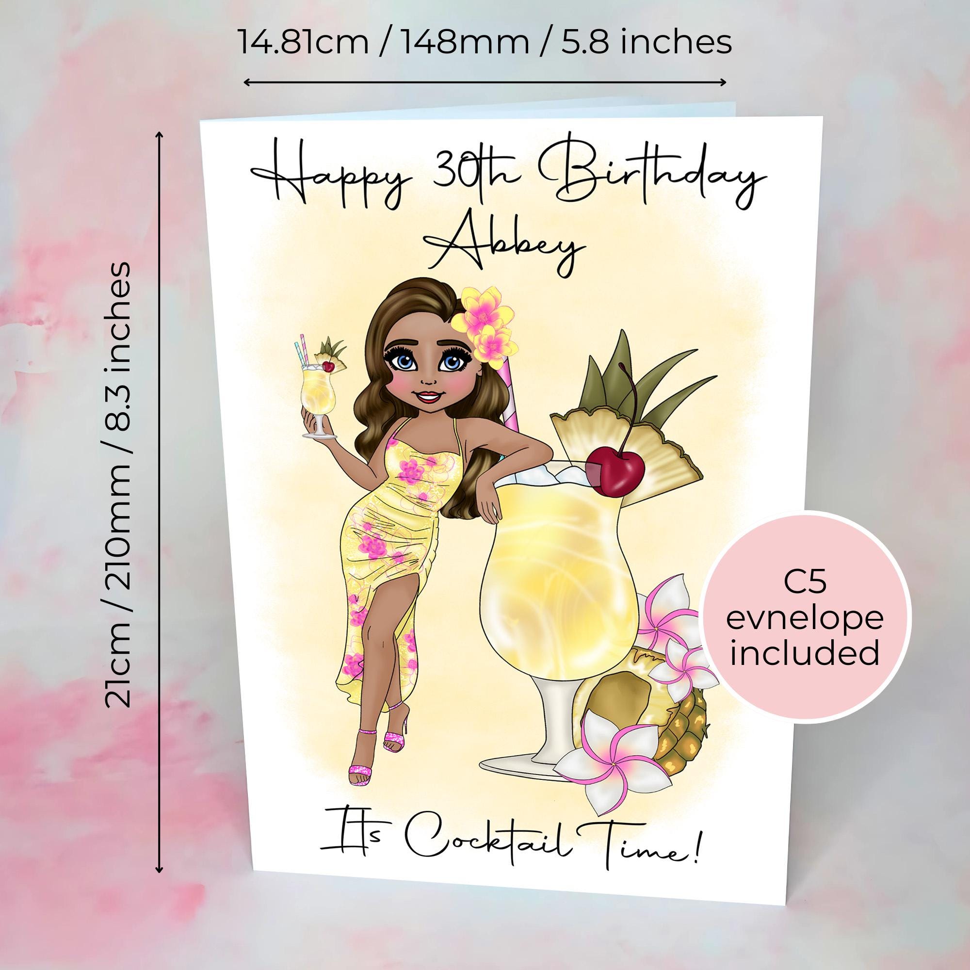 Personalised Pina Colada Birthday Card, A5 Card For Girl Friend Birthday