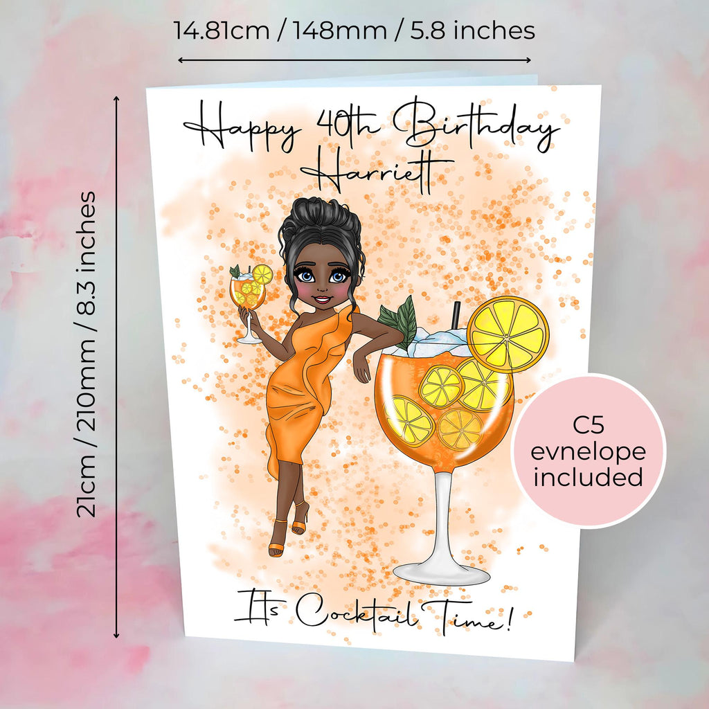 Personalised A5 Orange Spritz Birthday Greeting Card For Her