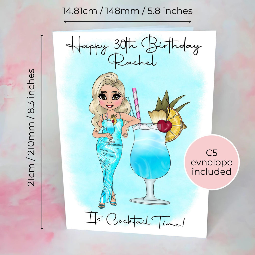 Personalised Blue Lagoon Greeting Card, A5 Card For Milestone Birthday