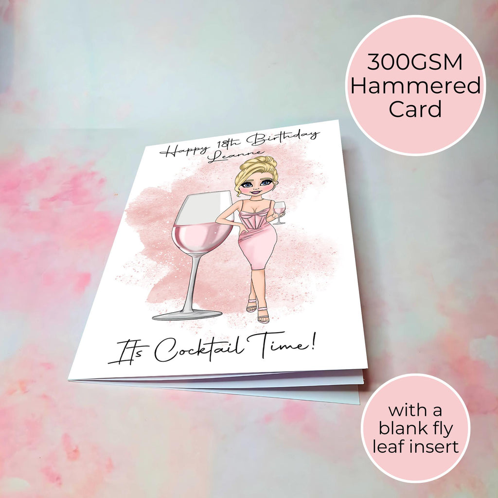 Personalised Rose Sangria Birthday Card, Luxury A5 Greeting Card For Sister Daughter