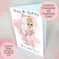 Personalised Rose Sangria Birthday Card, Luxury A5 Greeting Card For Sister Daughter