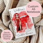 Personalised Character Devils Daiquiri A5 Spiral Notebook, Halloween Birthday Gift For Best Friend