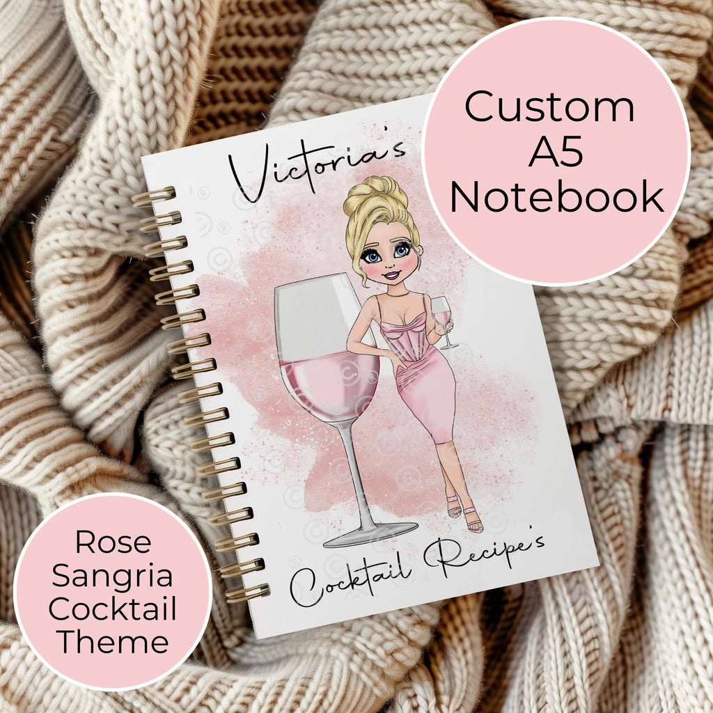 Personalised Rose Sangria A5 Spiral Notebook, End Of Term Teacher Gift For Her