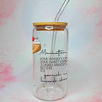 16oz Manhattan Cocktail Recipe Glass with Bamboo Lid & Straw
